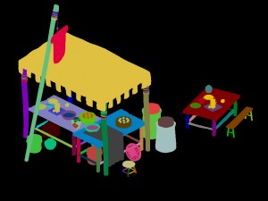 small town shops - buns shop 3D Model