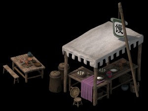 small town shops - buns shop 3D Model