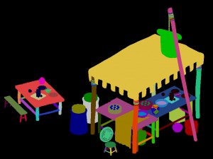 small town shops - buns shop 3D Model