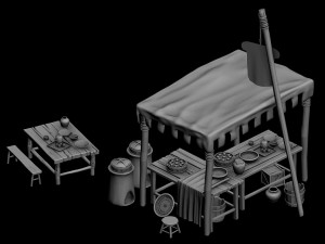 small town shops - buns shop 3D Model