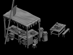 small town shops - buns shop 3D Model