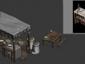 small town shops - buns shop 3D Model