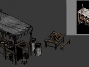 small town shops - buns shop 3D Model