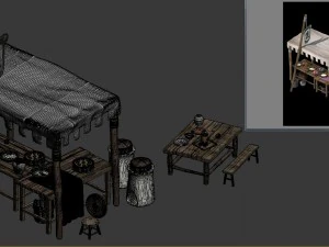 small town shops - buns shop 3D Model