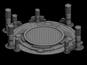building platform - round city center decoration 3D Model