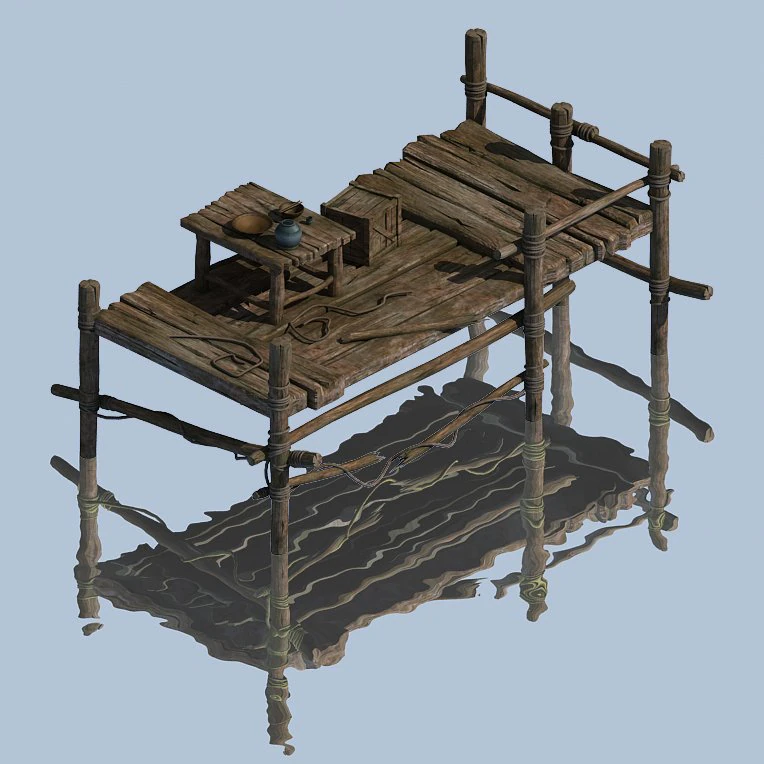 wooden board - small pier 3D Model .c4d .max .obj .3ds .fbx .stl .blend 