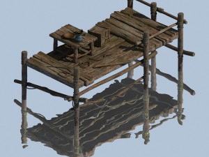 wooden board - small pier Model 3D