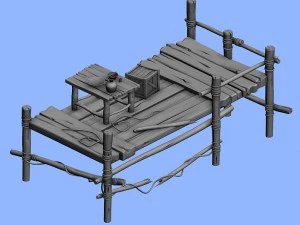 wooden board - small pier 3D Model