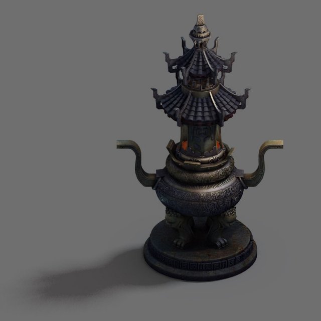 indoor - incense burner 3D Model .c4d .max .obj .3ds .fbx .stl .blend