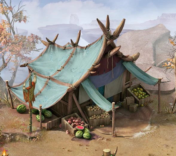 forgotten land - fruit stand 3D Model .c4d .max .obj .3ds .fbx .stl .blend 