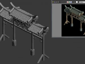 fishing town gate - arch 3D Model