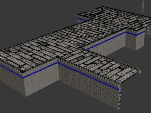 банда - під'їзд фундамент 01 3D Модель