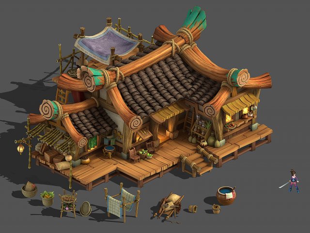 city -npc liu old man home Modèle 3D .c4d .max .obj .3ds .fbx .stl .blend 