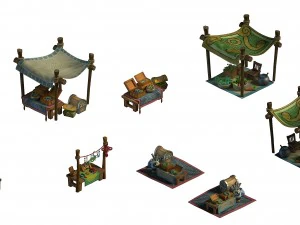 stand - bijoux - l&eacute;gumes - peintures et calligraphies Modèle 3D