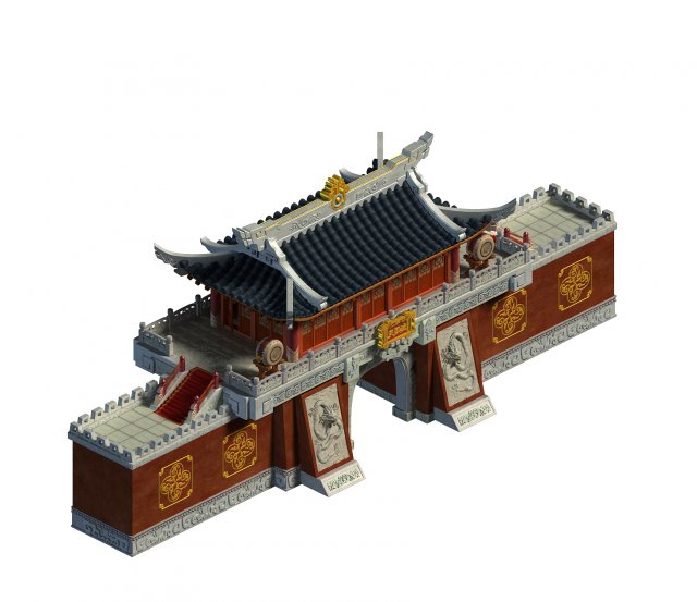 ancient capital architecture - city gate 3D Model .c4d .max .obj .3ds .fbx .stl .blend 