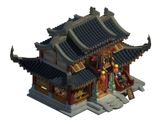 ancient capital building - auction shop 3D Model .c4d .max .obj .3ds .fbx .stl .blend 