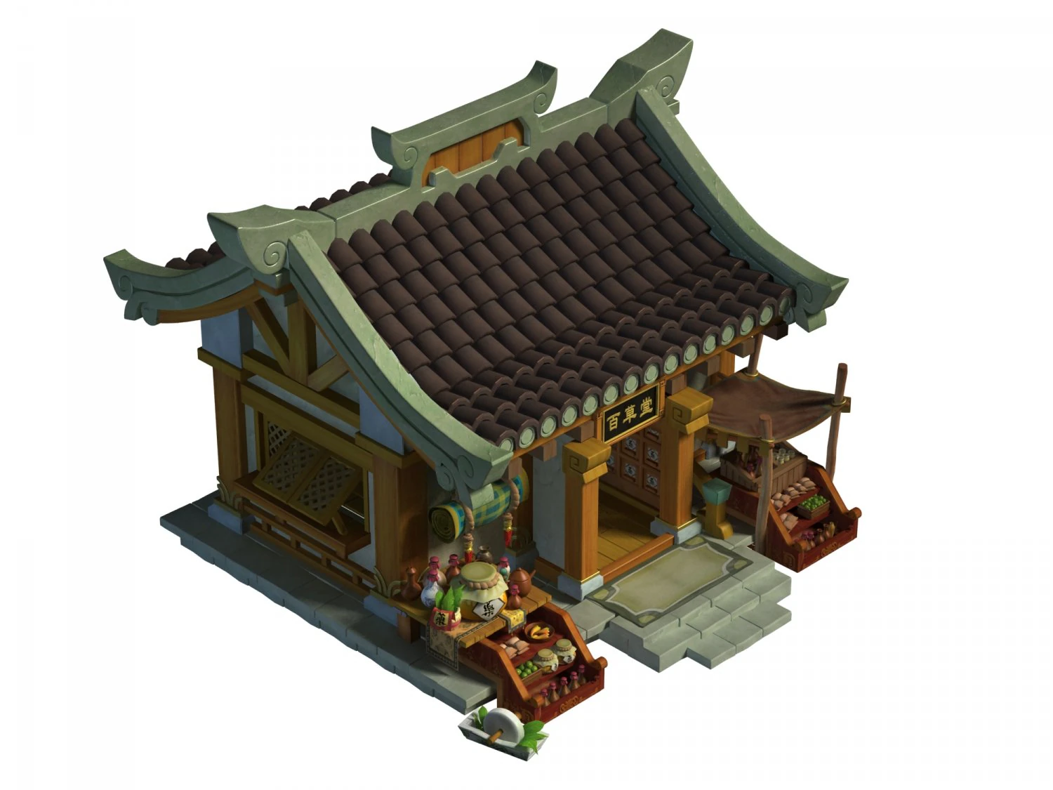 ancient capital building - drugstore 02 3D Model .c4d .max .obj .3ds .fbx .stl .blend 
