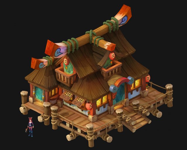 cartoon city - ordinary houses 3D मॉडल .c4d .max .obj .3ds .fbx .stl .blend 