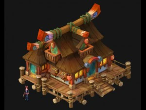 cartoon city - ordinary houses 3D Model