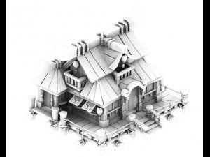 cartoon city - ordinary houses 3D Model