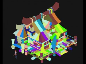 cartoon city - ordinary houses 3D Model