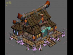 cartoon city - ordinary houses 3D Model