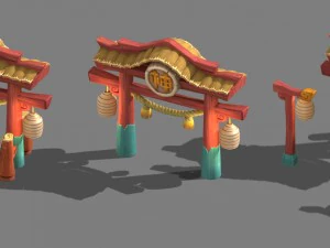 cartoon city - gate door 06 3D Model