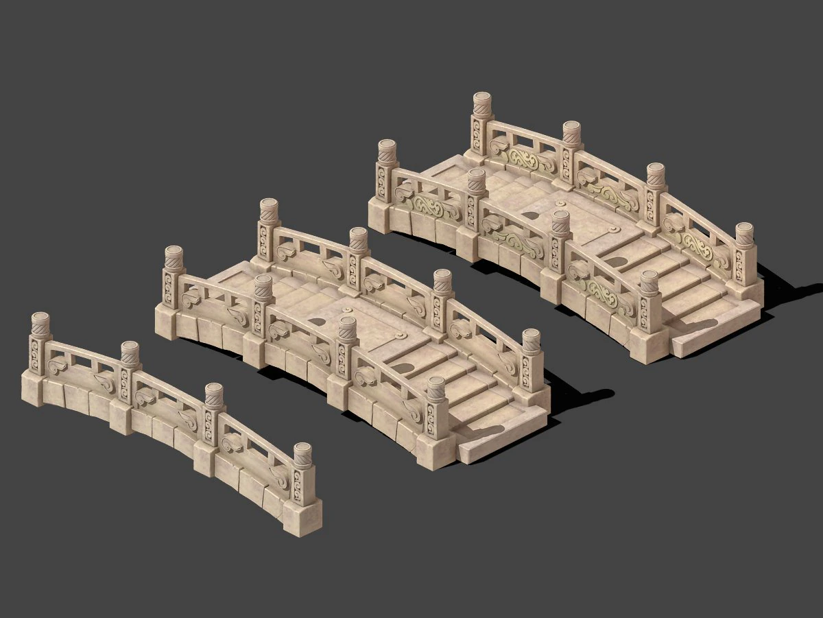 cartoon city - stone bridge 19 3D Model .c4d .max .obj .3ds .fbx .stl .blend