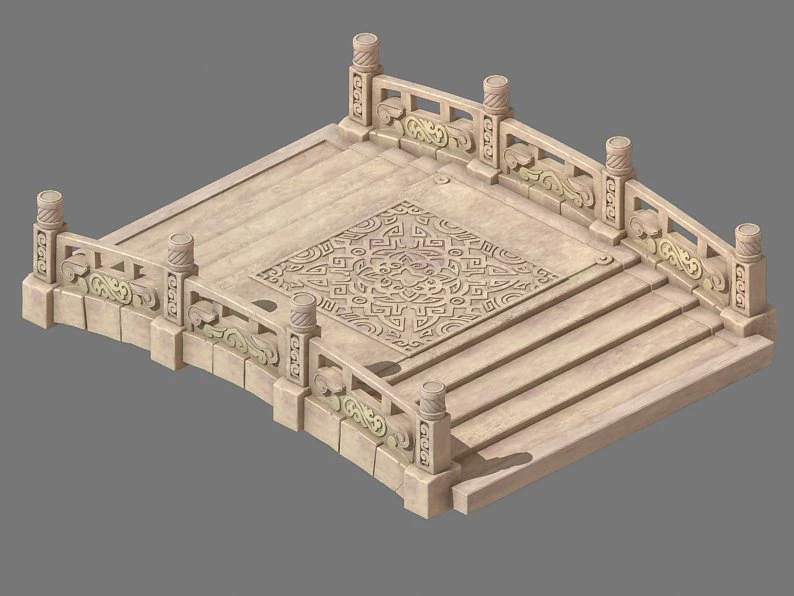 cartoon city - stone bridge 20 3D Model .c4d .max .obj .3ds .fbx .stl .blend