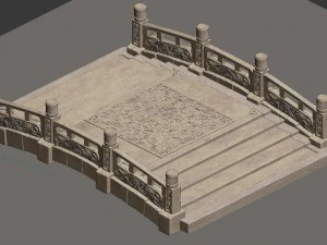 cartoon city - stone bridge 20 3D Model