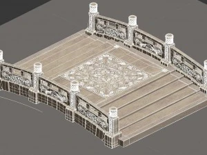 cartoon city - stone bridge 20 3D Model