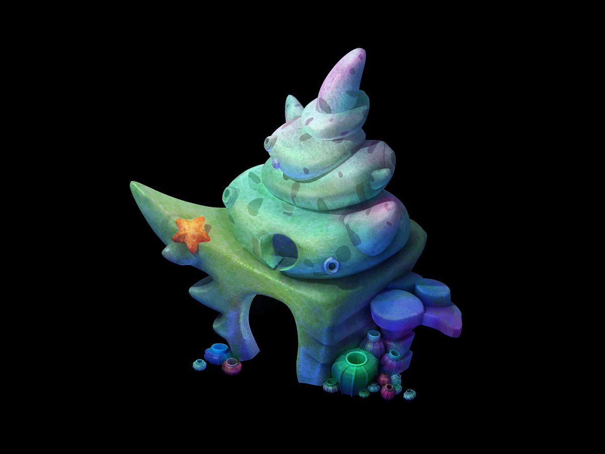 cartoon underwater city - shell 2 3D Model .c4d .max .obj .3ds .fbx .stl .blend