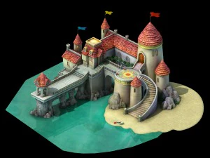 cartoon underwater city - island castle 3D Model