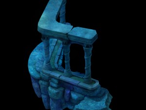 cartoon underwater city - underwater castle pillars 3D Model