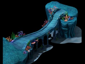 cartoon underwater city - royal bridge 3D Model