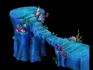 cartoon underwater city - palace bridge 02 3D Model