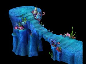 Cartoon-Unterwasserstadt - Palastbr&uuml;cke 02 3D Modell