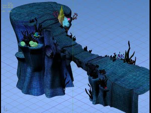 cartoon underwater city - palace bridge 02 3D Model