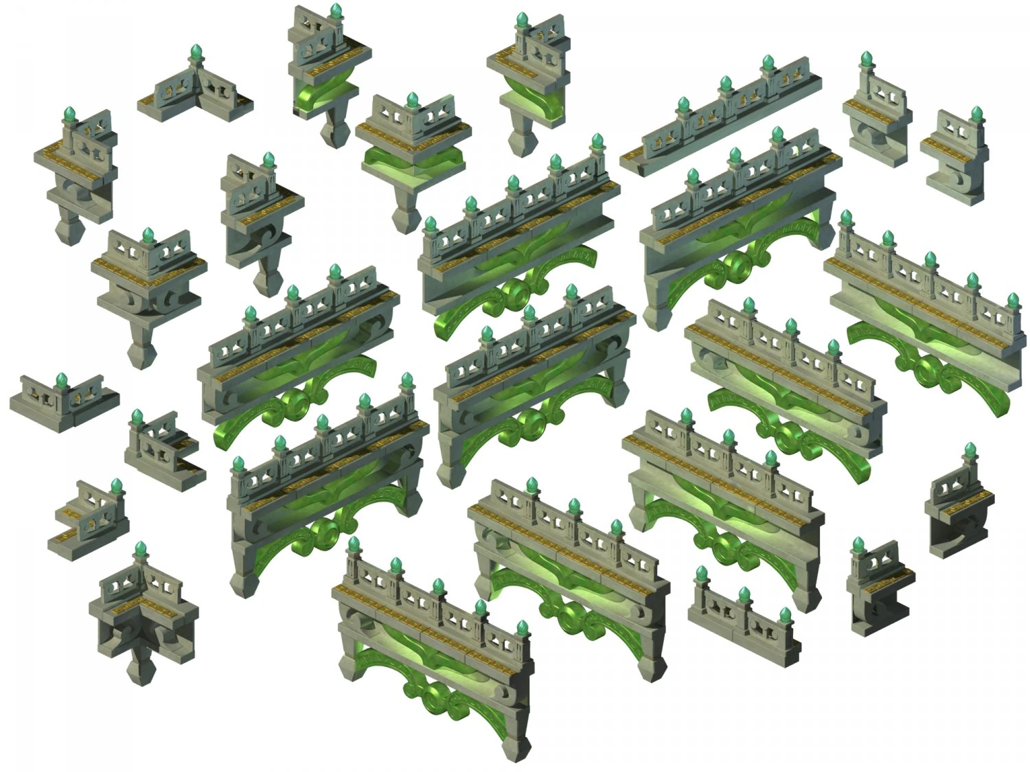kunlun - square railings 01 3D Model .c4d .max .obj .3ds .fbx .stl .blend