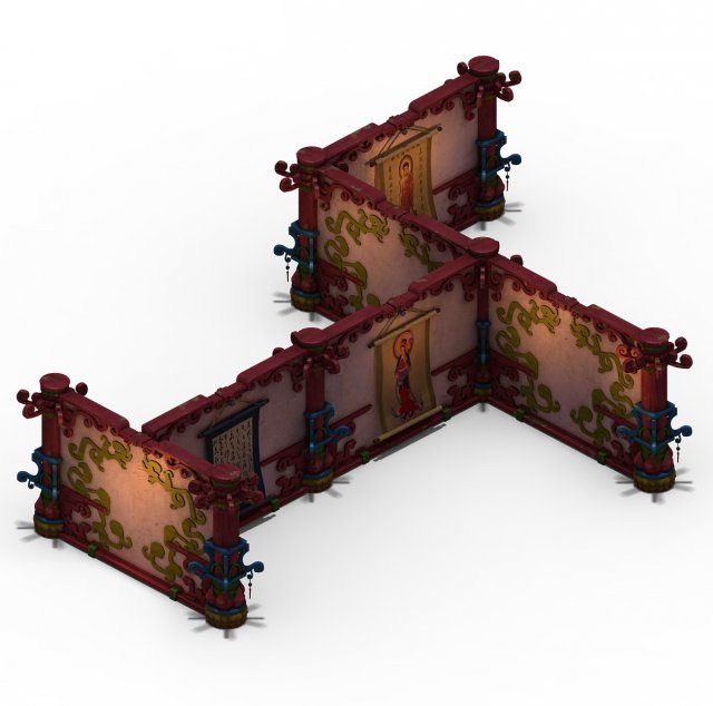 lek pagoda - second floor partitions 3D Model .c4d .max .obj .3ds .fbx .stl .blend 