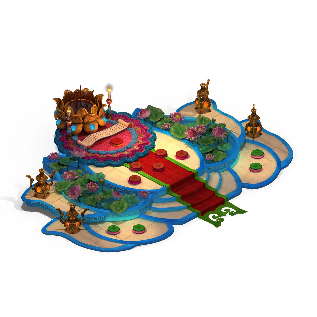 lei fengta - lotus terrace 3D Model .c4d .max .obj .3ds .fbx .stl .blend 