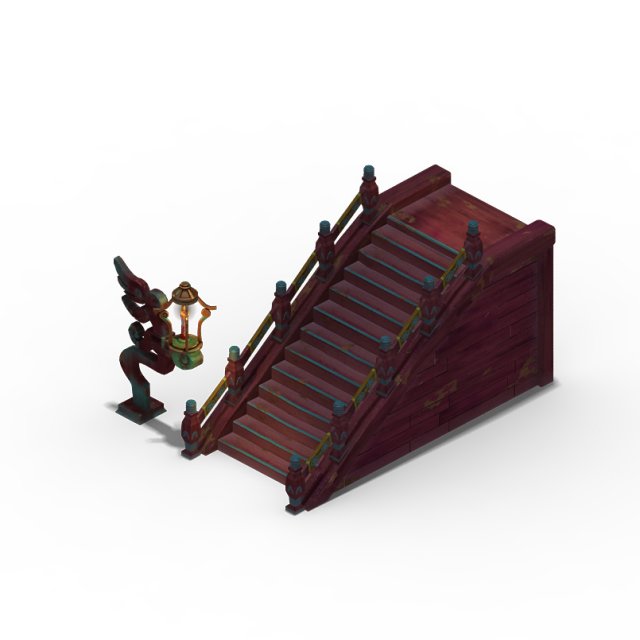 lee pagoda - stairs 02 3D 模型 .c4d .max .obj .3ds .fbx .stl .blend