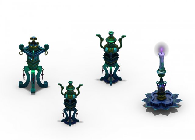 pagoda - censer - candlestick 3D-Modell .c4d .max .obj .3ds .fbx .stl .blend 