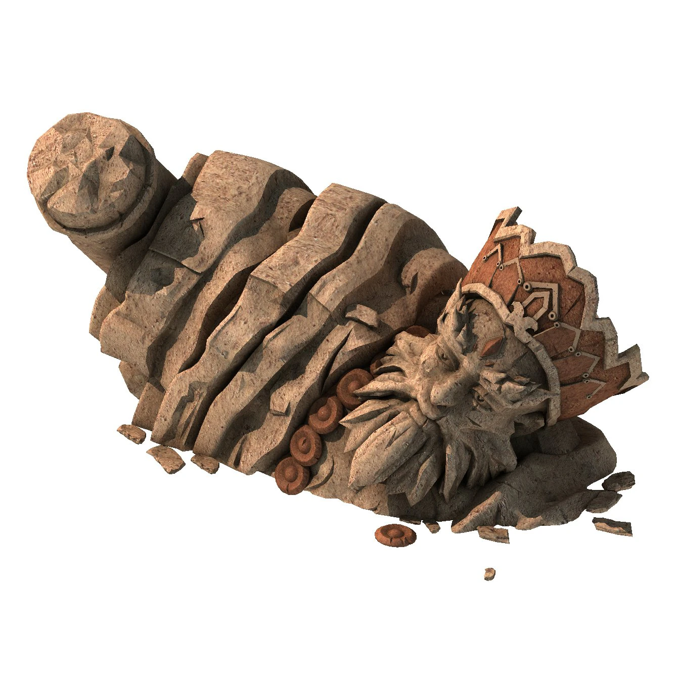 large stone carving - broken buddha 01 3D Model .c4d .max .obj .3ds .fbx .stl .blend