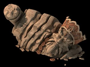 large stone carving - broken buddha 01 3D Model