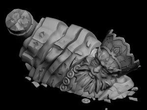 large stone carving - broken buddha 01 3D Model