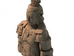 duża kamienna rzeźba - złamany posąg Buddy 02 Model 3D