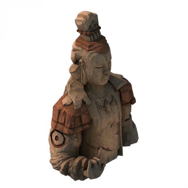 large stone carving - broken buddha 03 3D 模型 .c4d .max .obj .3ds .fbx .stl .blend 