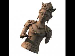 大きな石の彫刻 - 壊れた仏像 04 3Dモデル