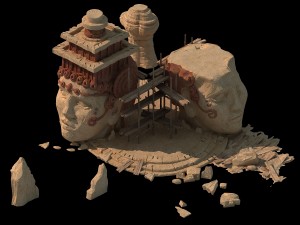 large stone carvings - built buddha statue 01 3D Model